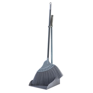 ชุดโกยผงเหล็กชุบกันสนิมพร้อมไม้กวาด สีเทา เอ็นซีแอล ไม้กวาด ที่โกยผง Rust-proof steel dustpan set with broom, gray NCL