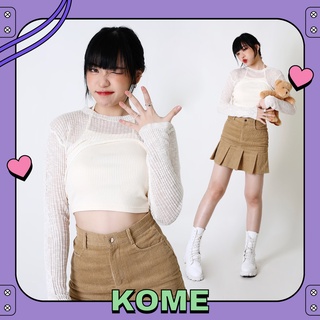 kome.girls เสื้อคลุมครอปแขนยาว+กระโปรงผ้าลูกฟูกปลายจีบ รุ่น Essie Top+Jena Skirt