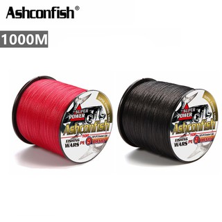 Ashconfish สาย PE ถัก9 เส้น ยาว 1000เมตร Dyneema สาย PE X9 สายเบ็ดตกปลา สีดำ สีแดง