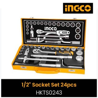 INGCO ชุดลูกบล็อค ชุดลูกบ๊อกซ์ ประแจบ๊อคซ์ ขนาดแกน 1/2 นิ้ว 24 ชิ้น รหัส HKTS0243
