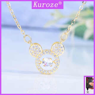[Gra] สร้อยคอแฟชั่น จี้มิกกี้เมาส์ ฝังเพชร โมอิส ขนาดเล็ก น่ารัก สําหรับนักเรียน