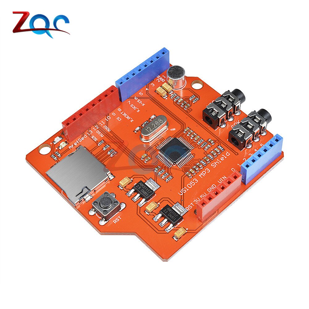 Vs1053 VS1053B บอร์ดโมดูลถอดรหัสเครื่องเล่น MP3 เสียงสเตอริโอ พร้อมช่องใส่การ์ด TF สําหรับ Arduino R