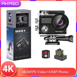 AKASO Brave 4 กล้องถ่ายภาพกลางแจ้ง WIFI 4K กล้องถ่ายวิดีโอกันน้ำ HD ดำน้ำกีฬา