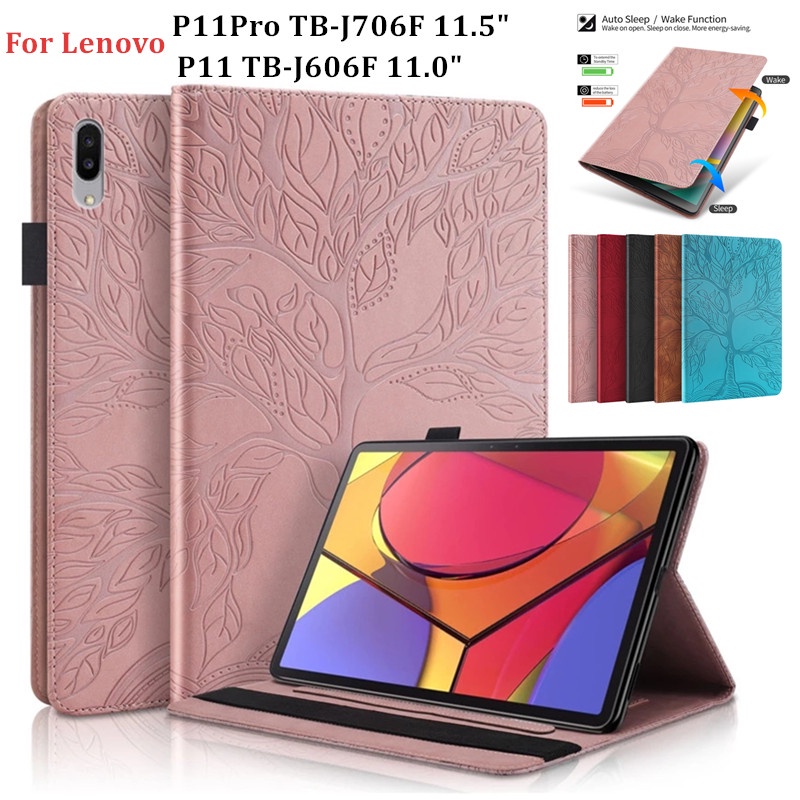 Lenovo Tab P11Pro TB-J706F 11.5 นิ้ว/Tab P11 TB-J606F 11.0 "Xiaoxin 3D Tree นูนกระเป๋าปากกาฝาครอบอัต