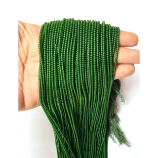 ลูกปัดแก้ว สีเขียว 1 เส้น ขนาด 2 มม. 13.25" อะไหล่ร้อยเครื่องประดับ Green Glass Tiny Heishi Beads