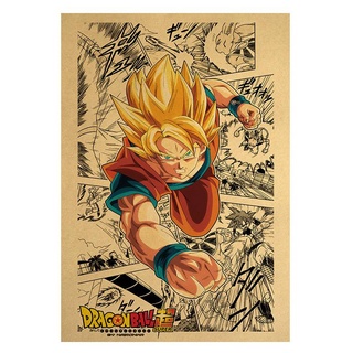 โปสเตอร์กระดาษคราฟท์ ลายการ์ตูน Dragon Ball Goku Kakarotto สไตล์วินเทจ สําหรับตกแต่งผนังบ้าน ห้องนั่งเล่น