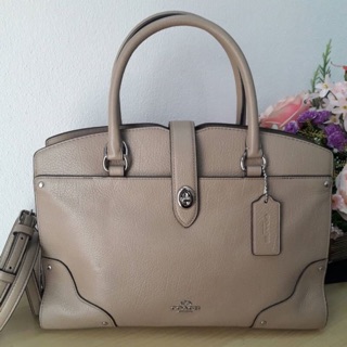 F37575 COACH MERCER SATCHEL 30  สี SILVER/STONE   ขนาด 11.75" (L) x 8.75" (H) x 6" (W)