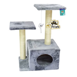 Kanimal Cat Tree คอนโดแมว 2 ชั้น พร้อมเสาลับเล็บ + อุโมงค์ พร้อมของเล่นหนูตบ  ขนาด 45x34x70 ซม.