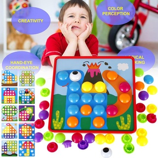 DIY Button Art Toy For Kids Educative Button Pegboard Interactive Mushrooms Nails Board Creativity Development Pegboard