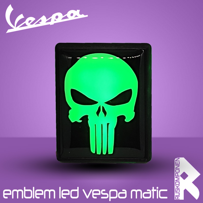 ไฟ LED emblem อุปกรณ์เสริมด้านหน้า สําหรับ Vespa Matic พร้อมไฟตกแต่งและป้าย punisher