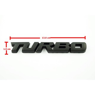 ป้ายโลโก้โลหะสีดำ TURBO ขนาด 13.0x1.9cm ติดตั้งด้วยเทปกาวสองหน้าด้านหลัง