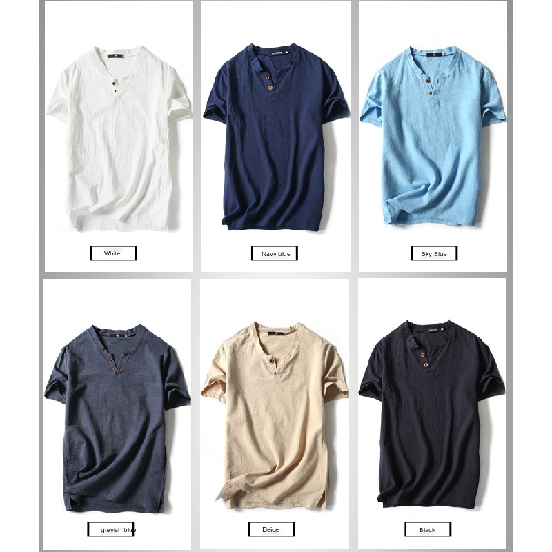 เสื้อยืดแขนสั้นลําลอง ผ้าฝ้าย และผ้าลินิน ทรงหลวม ขนาดใหญ่ สไตล์ญี่ปุ่น สําหรับผู้ชาย115082