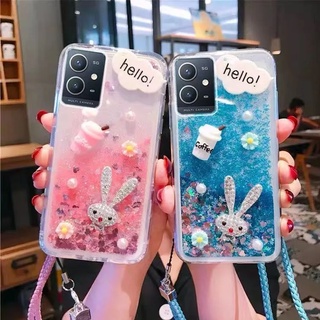 เคส-Vivo Y01 Y15S Y15A V23 5g Y33S Y21 V21 Y72 Y31 V20 pro Y12S Y20 Y30 Y50 V17 V19 S1 Pro Y11 Y12 Y15 V11i V9 V7Plus Y91C Y93 Y95 V15 V17Pro Y71 3D Diamond Rabbit With Lanyard|HY