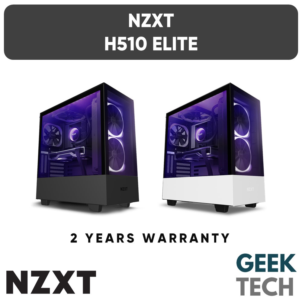 NZXT H510 Elite Premium Compact ATX Mid-Tower Case - รวมแฟน 2x Aer RGB 2 140 มม./แถบ LED แบบบูรณาการ