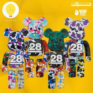 gachabox Bearbrick BAPE CAMO 28th Anniversary Multicolor 400% set4 - Medicom Toy Be@rbrick ของแท้ แบร์บริค พร้อมส่ง