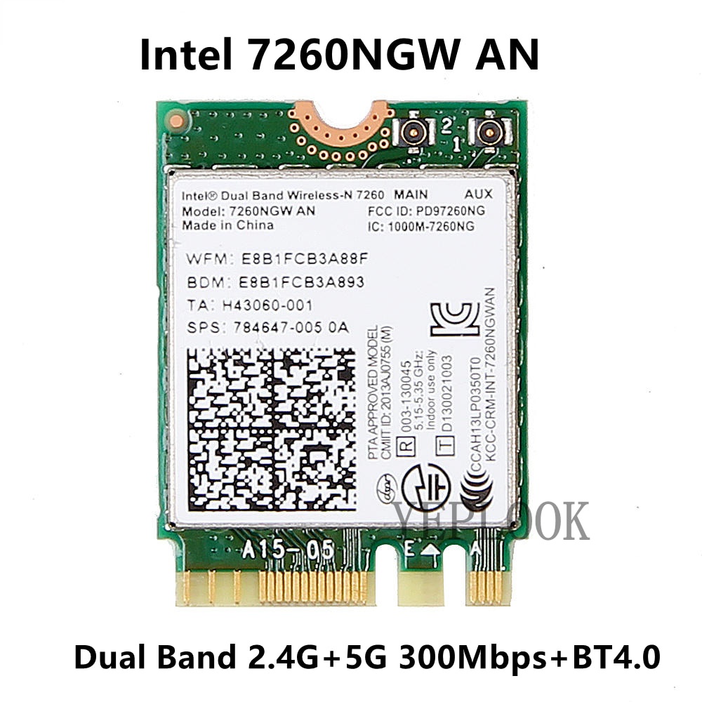 7260AN 7260NGW AN 300Mbps BT4.0 Wifi+BT 2.4G/5Ghz M.2 Wifi Card