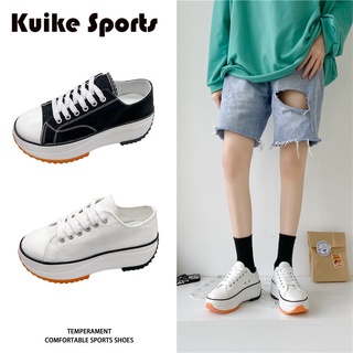 Kuike Sports รองเท้าผ้าใบ พื้นหนา รองเท้าผ้าใบวินเท SF3721