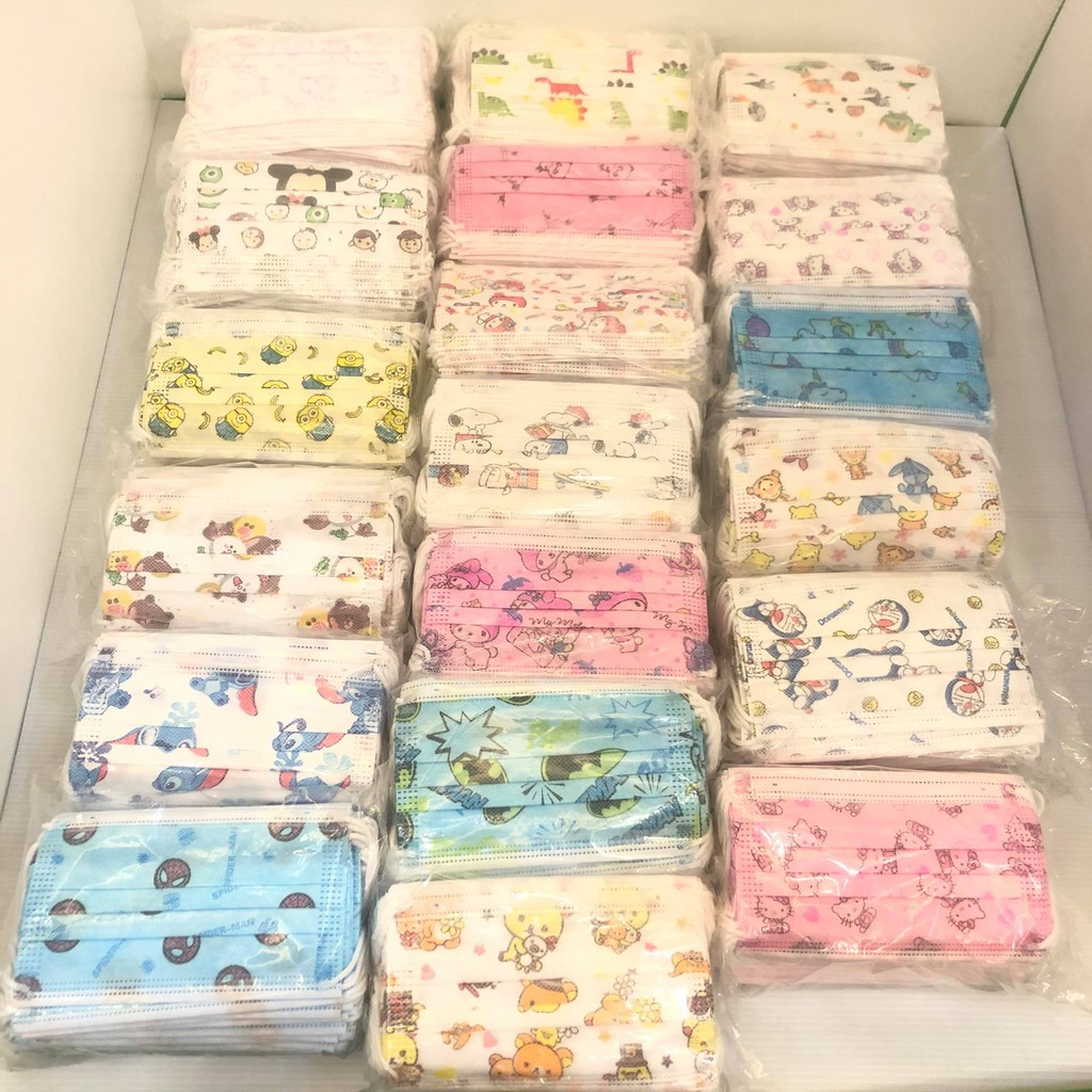 แมสเด็กลายน่ารัก**พร้อมส่ง**หนา 3 ชั้นกรองแท้!!