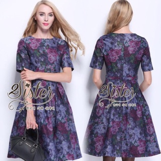 Lovely Of the Purple Flower Aroma Pattern Dress