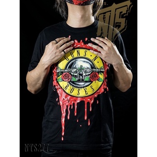 Tee   NTS​ 277 Guns N Roses GnR เสิ้อยืดดำ เสื้อยืดชาวร็อค เสื้อวง New Type System NTS Rock brand Sz. S M L XL XXL