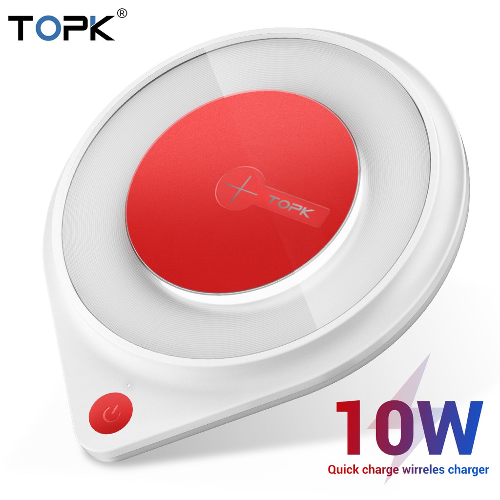 TOPK 10W Portable Wireless Charger For IPhone Samsung Android Quick Charge