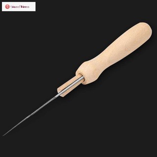 TF▶ Needles Awl Craft DIY Tools With Solid Wood Handle Sewing Tool With Fine Needle for Wool Felting