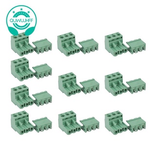 10ชิ้น 5.08มม.Pitch 3Pin Plug-In อุปกรณ์สกรูเชื่อมต่อ Pcb Terminal Block เชื่อมต่อมุมขวา