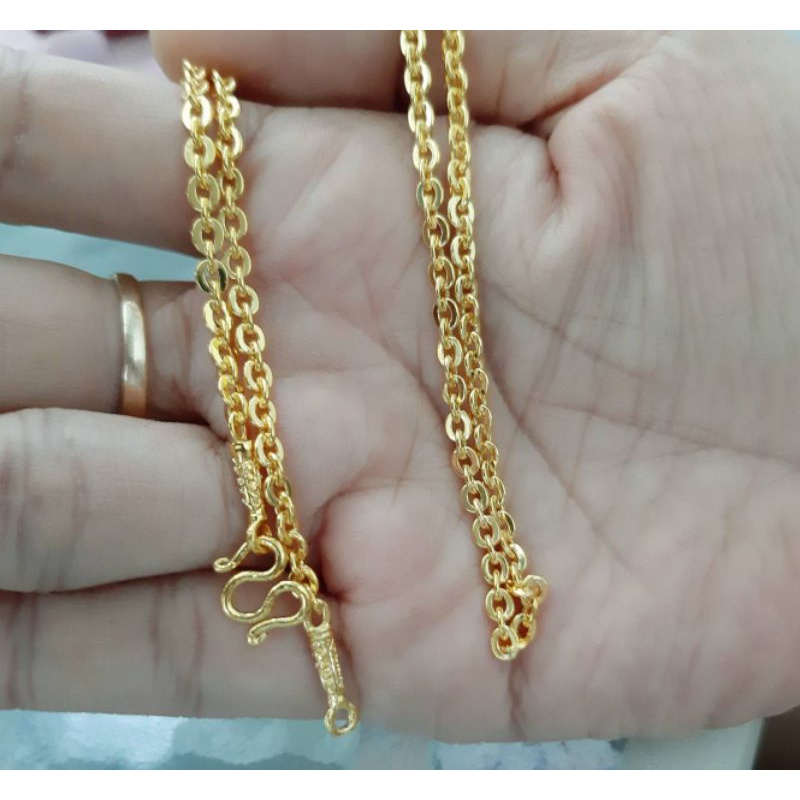 S41สร้อยคอโซ่แบนหนัก2สลึง ทองหุ้ม100%แถมฟรีตะขอ งานคุณภาพสีเหมือนของจริง