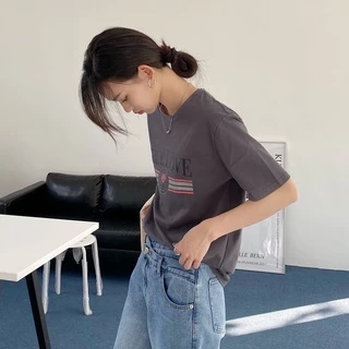 Mollygirl เสื้อยืดคอกลมสกรีนลาย เสื้อยืดคอกลม เสื้อยืด