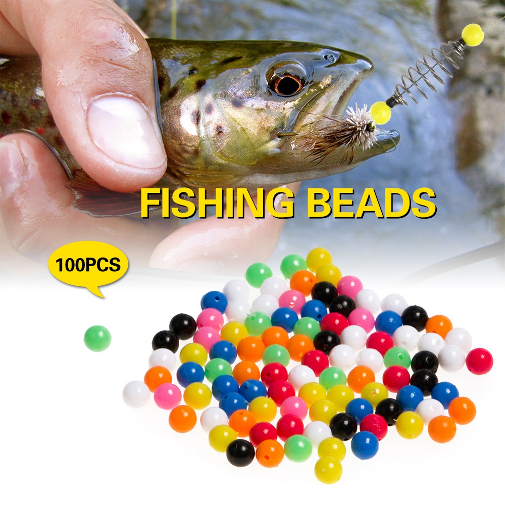100XGlow Beads Rigs Makings Soft Luminous Fishing Bead Ovals Shaped 5mm/8m  EW