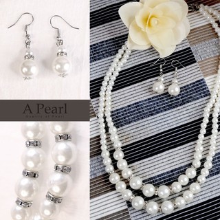 เซ็ทสร้อยไข่มุก+ต่างหู Apearl สินค้าพร้อมส่ง