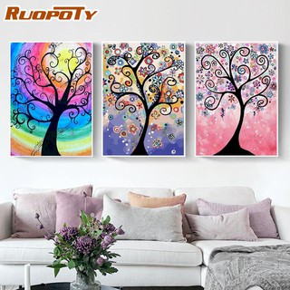 Ruopoty ภาพวาดสีอะคริลิคบนผ้าใบ ตามตัวเลข รูปแอปสแตรกท์ สําหรับตกแต่งผนังห้อง 40X50 ซม.