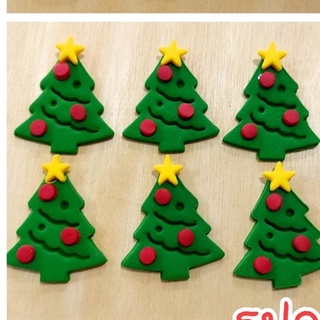 น้ำตาลรูปต้นคริสมาส ต้นคริสมาสน้ำตาลปั้น ของตกแต่งเค้กวันคริสมาส Christmas cake topper น้ำตาลแต่งหน้าเค้ก เทศกาลคริสมาส