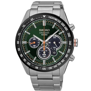 SEIKO Solar Chronograph Mens Watch นาฬิกาข้อมือผู้ชาย สีเขียว/สีดำ สายสแตนเลส รุ่น SSC469P1