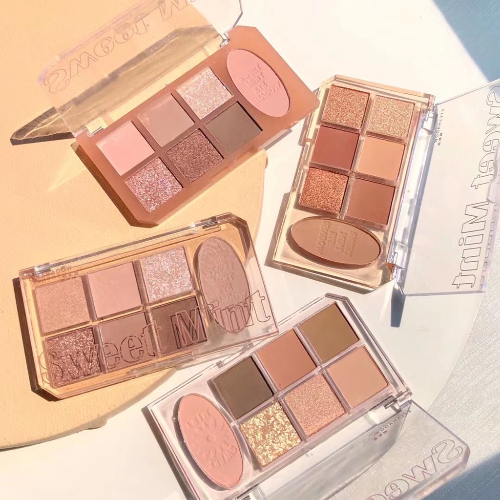 Sweet Mint 144 พาเลทอายแชโดว์ บลัชออน เฉดดิ้ง เนื้อดินน้ำมัน ใยไหม แมทชิมเมอร์ สีสวย กันน้ำ ติดทน Eye Shadow Blush