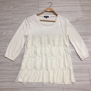 C.P.A. เสื้อครีมระบายลูกไม้ ไซส์ L อก 38 ยาว 27 (งานมือสอง)