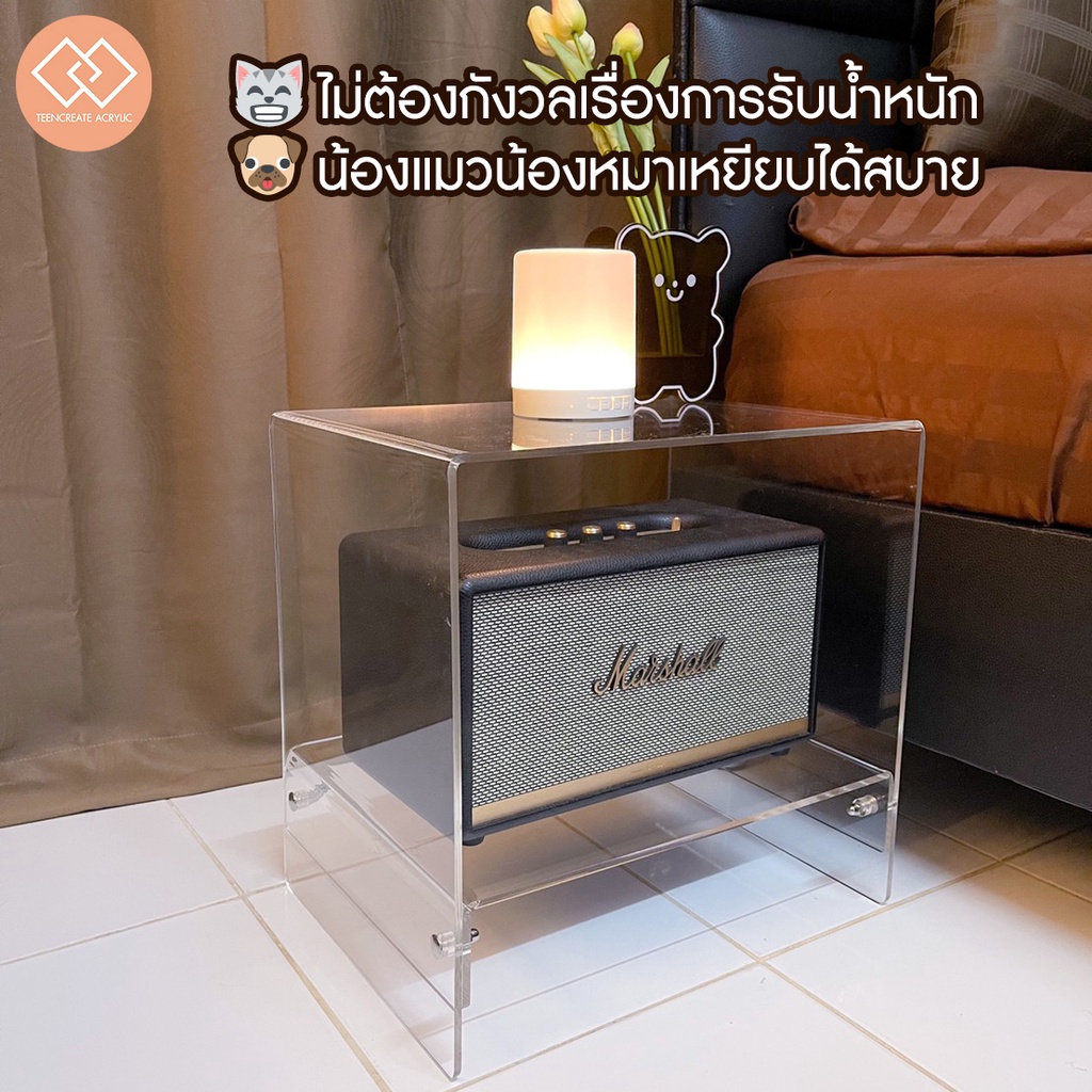 (Teen Create) โต๊ะข้างเตียงมินิมอล เกาหลี นอร์ดิก (ขนาดใหญ่) สีใส ...