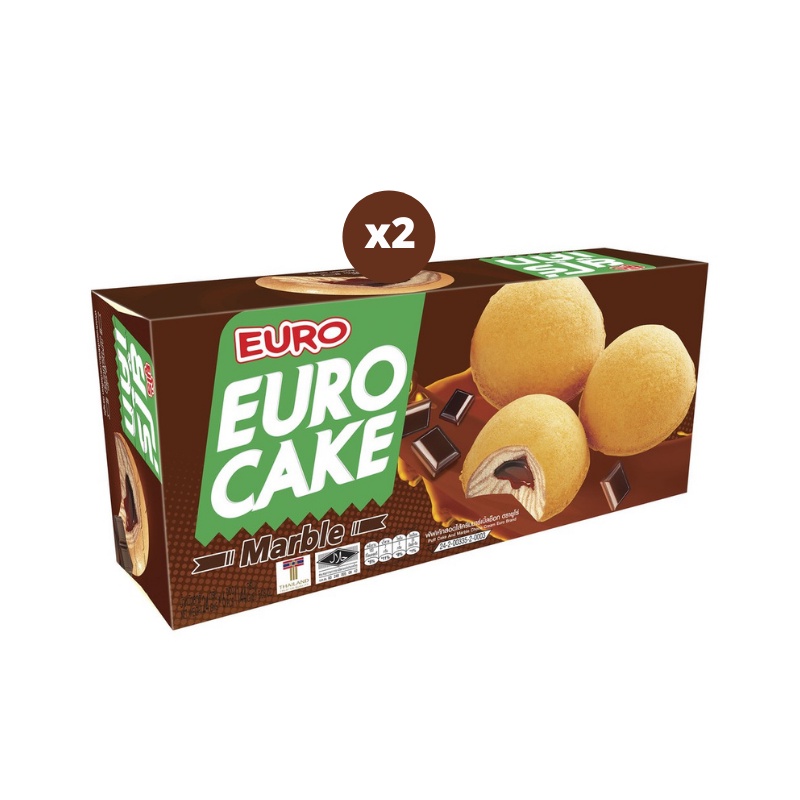 Euro ฟัฟเค้กสอดไส้ ตรายูโร่ 144g ครีมมาร์เบิ้ลช็อก (Pack x2)