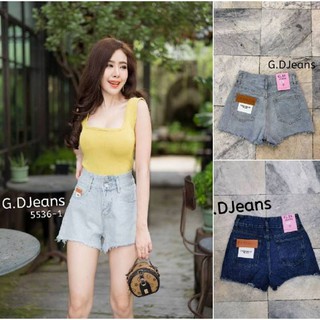 G.D.Jeans รุ่น 5536 กางเกงยีนส์แฟชั่นขาสั้นผ้าด้านทรงบอยเปิดดุมหน้าสองเม็ด