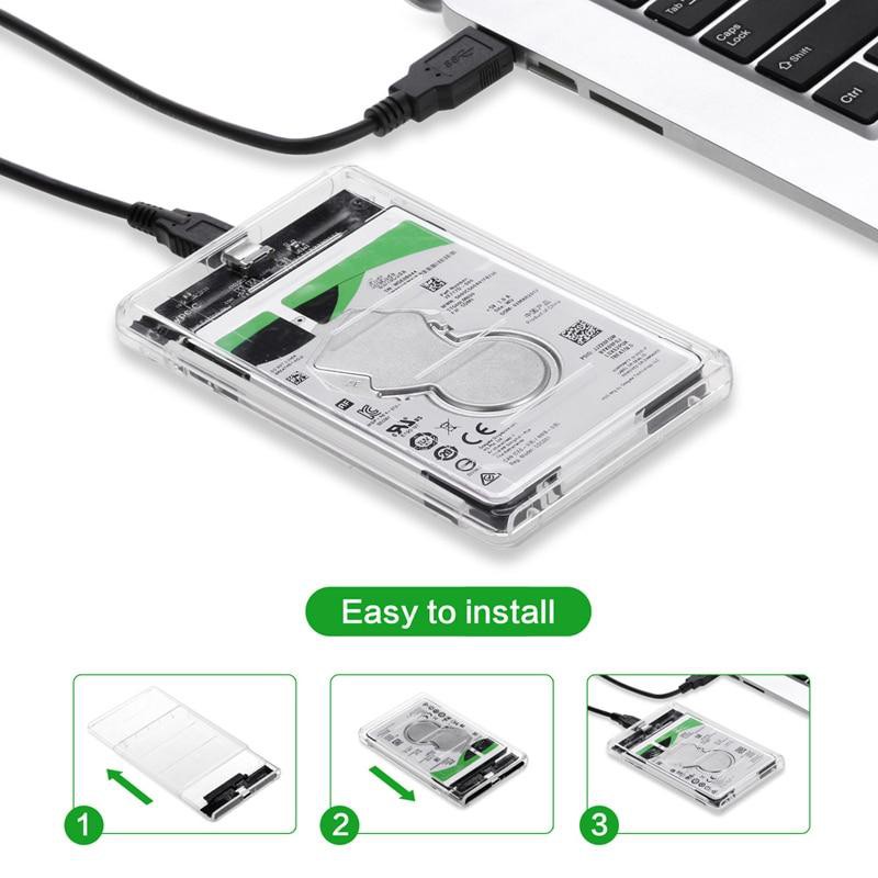 For WIN 10 2.5inch USB 3.0 USB 3.1 Type-C SATA Hd Box SSD HDD Hard Disk Drive External HDD Enclosure Transparent Case