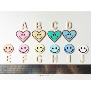 Pastel heart &amp; smiley iron on patch ตัวรีดติดเสื้อหัวใจและหน้ายิ้ม