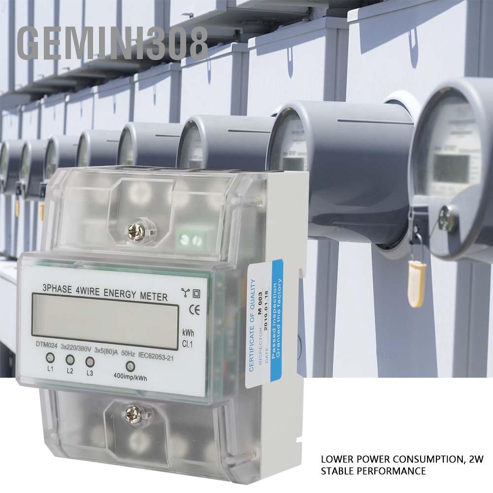 Gemini308 220/380V 5-80A Energy Consumption Digital Electric Power Meter 3 Phase 4P KWh with LCD