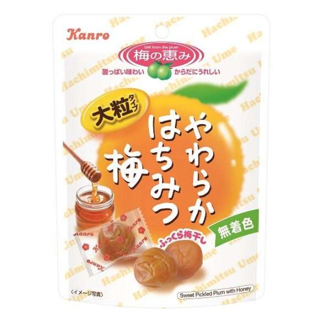 Kanro Sweet Pickled Plum With Honey บ๊วยสดดอง บ๊วยดองน้ำผึ้ง เนื้อนิ่ม บ๊วย จากญี่ปุ่น (ซอง40กรัม)