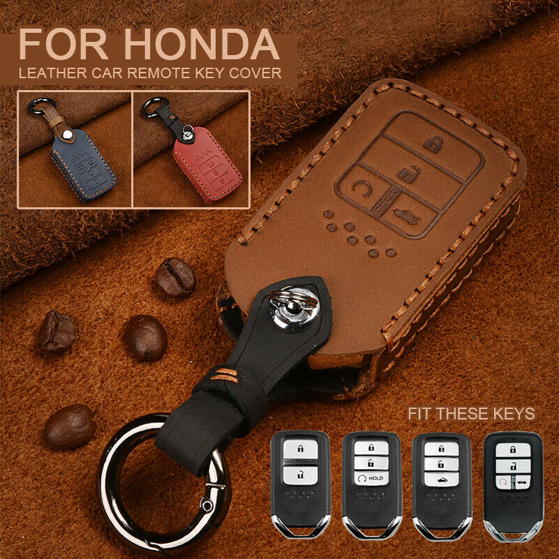 เคสกุญแจรีโมต ทำจากหนัง สําหรับรถยนต์ Honda Accord 2018 2019 Honda Civic Crad V Pilot Crider Vezel Jade Spirior 9