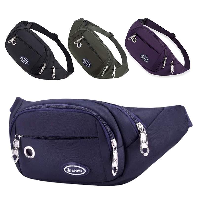 (w77) กระเป๋าคาดเอวSsport แต่งลายที่ซิปสวยงาม มี4ซิป  bagdance