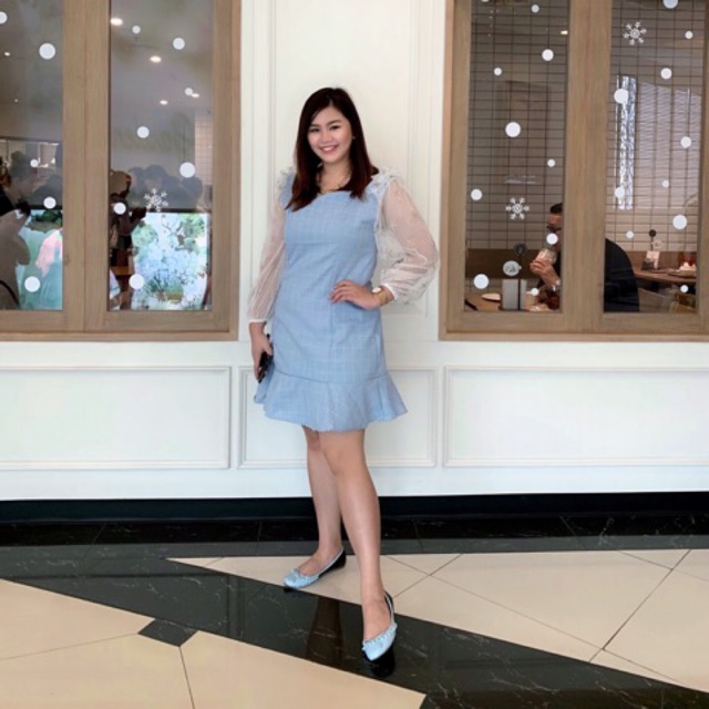 Dolly pink blue dress เสื้อผ้าคนอ้วน เสื้อผ้าสาวอวบ bigsize XXL