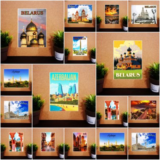 แม่เหล็กติดตู้เย็น อาเซอร์ไบจัน เบอราลุส 2×3 นิ้ว ของฝาก ของที่ระลึก Souvenir Fridge magnet Azerbaijan Belarus A 2x3"