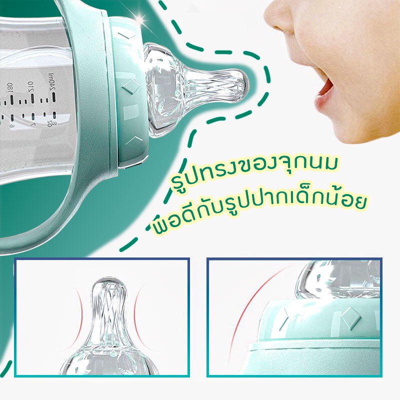 MIMIPAPA ขวดนม 2 หัว ขวดหัดดูดสำหรับเด็ก มีตัวกันสำลัก รูปที่ 2