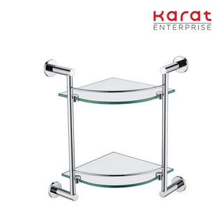 Karat Faucet ชั้นกระจกวางของแบบเข้ามุม 2 ชั้น พร้อมราวกั้น