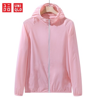 Uniqlo เสื้อแจ็กเก็ตแขนยาว มีฮู้ด แต่งซิป สําหรับผู้หญิง